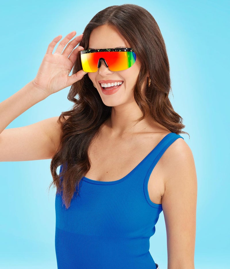 Tipsy Elves Black Neon Hundo P. Sport Style Reflective Sunglasses - Image 4